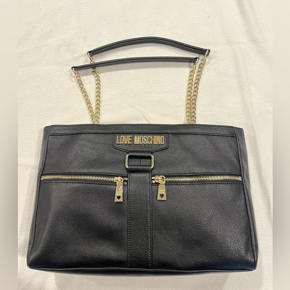 LOVE MOSCHINO ⚡️ Women's Black Handbag with Gold Details and logo - Picture 1 of 7